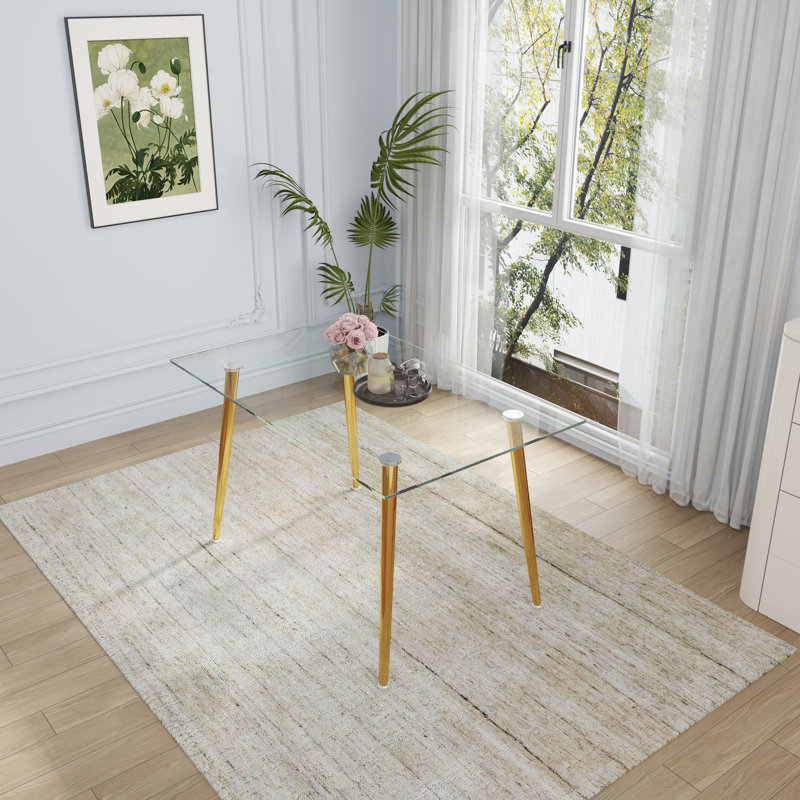 Table de salle à manger, Doré, H 29,5 po x L 51,2 po x l 31,5 po