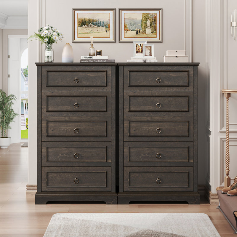 Amry 5 - Drawer Chest, Dark Brown