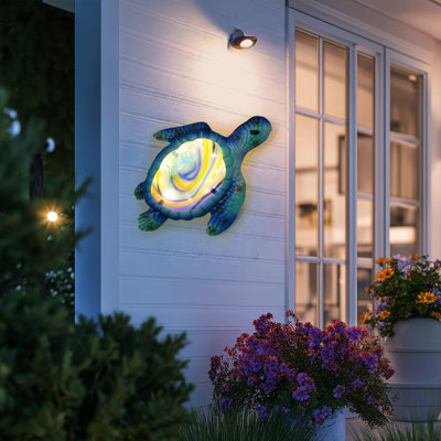 Decor Ocean Nautical Beach Wall Decor Fish Wall Art Outdoor Indoor Hanging Jellyfish with LED Fairy Lights for Patio,Garden