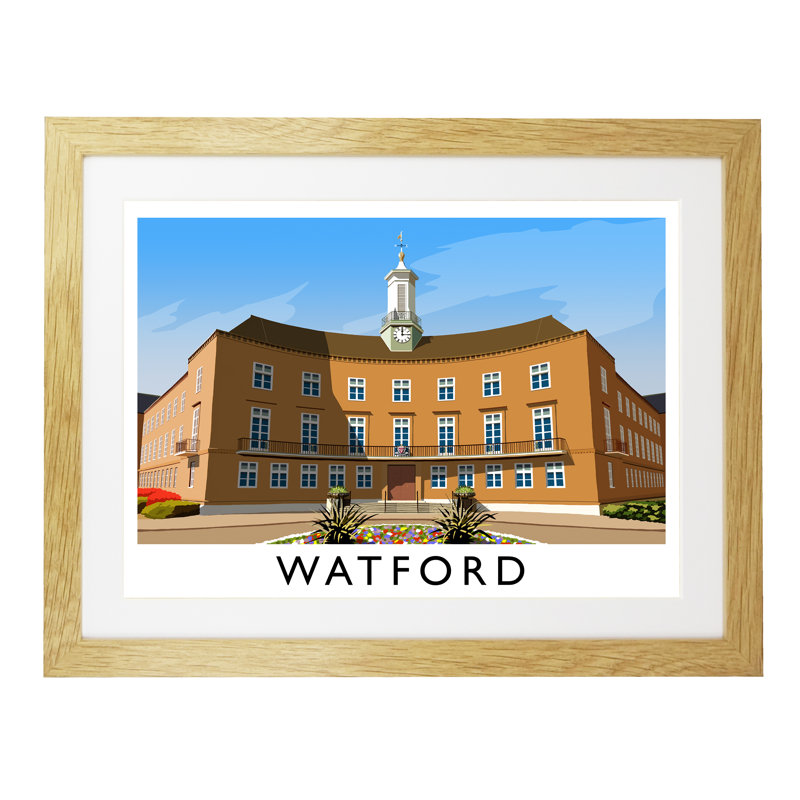 Watford Portrait - Print, 30cm H x 40cm W x 3cm D, Oak Framed