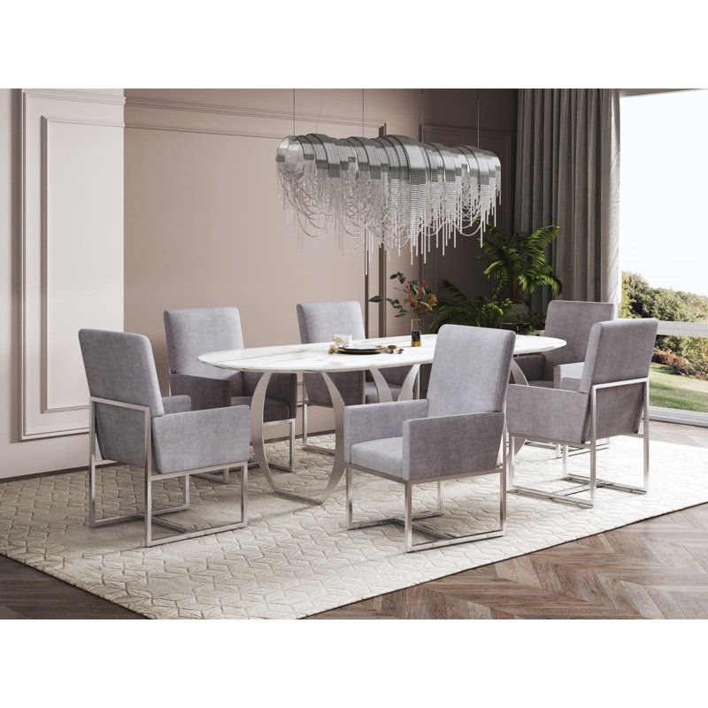 Chaise en velours Element, Gris