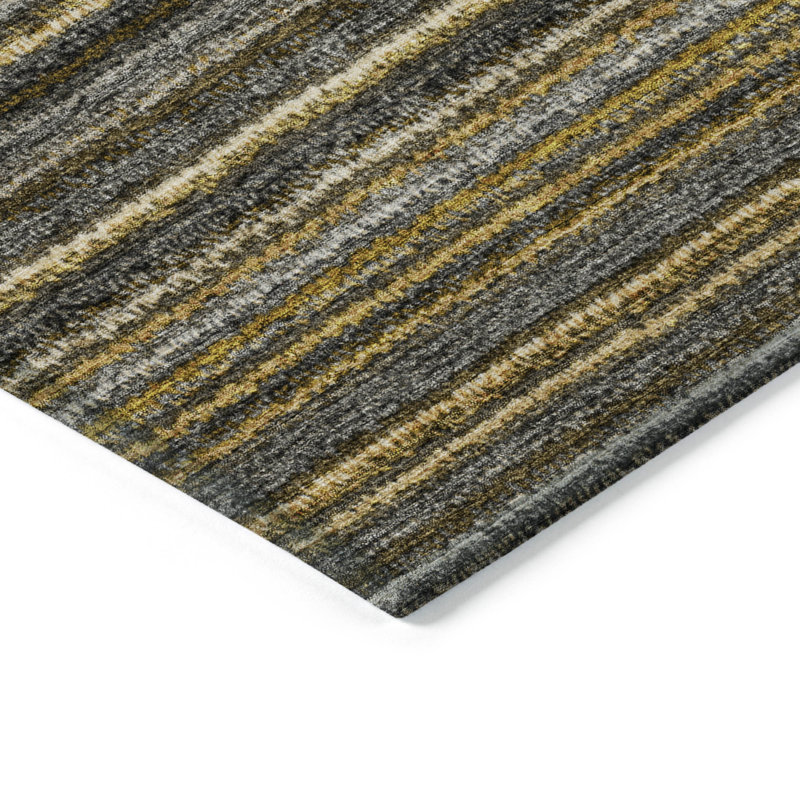 Tapis intérieur lavable rayé beige et blé doré 5 pi x 8 pi