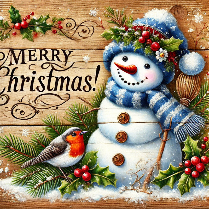 Charmant bonhomme de neige et art de Noël sur toile Robin, H 12 po x l 12 po x P 1 po