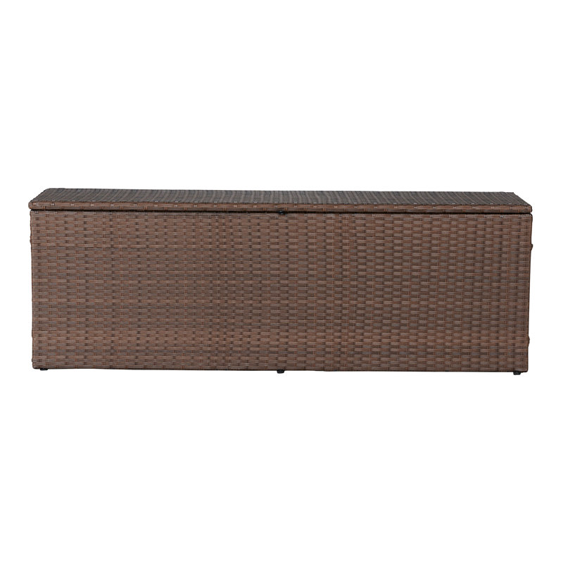 Brown Wicker and Steel Lockable Deck Storage Box