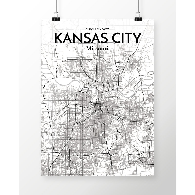 Kansas City Map - No Frame Print, 91cm H x 61cm W x 0.13cm D