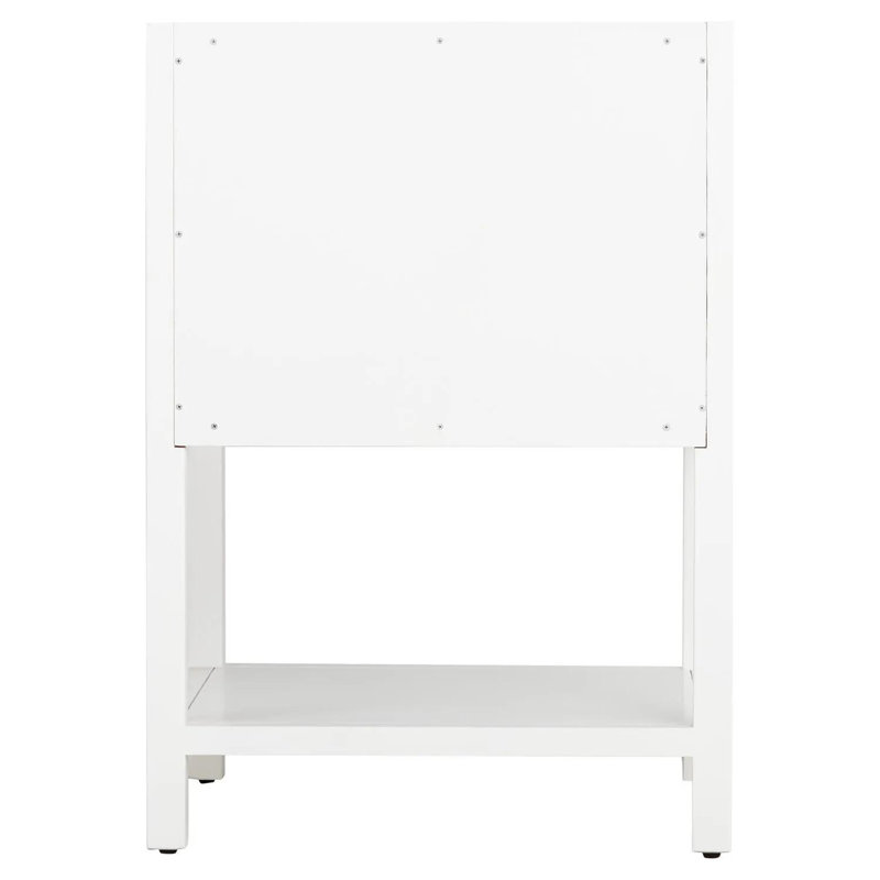 Bright White Mahogany Single Bathroom Vanity with Satin-Brass Drawer Pulls