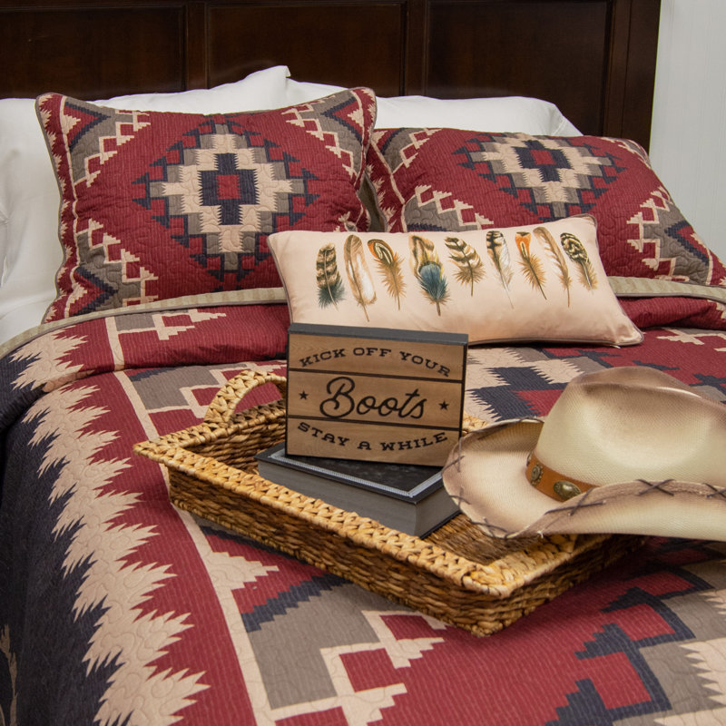 Mojave Red Southwest Polyester Queen Quilt Set