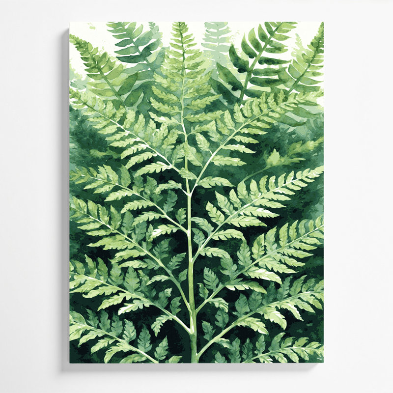 "Watercolor Botanical 43", art mural sur toile verte, H 11 po x l 14 po