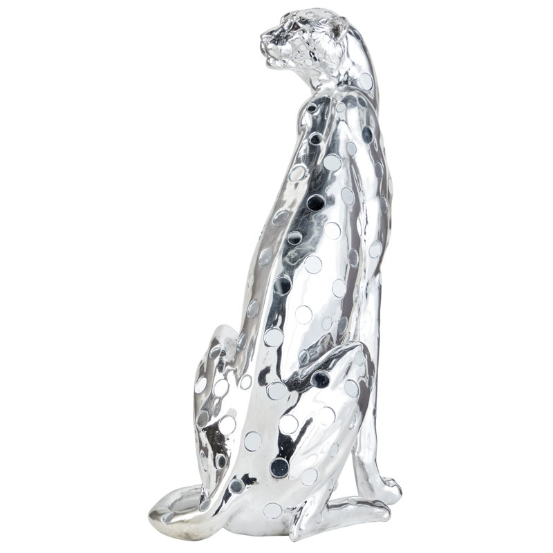 Statue en polystone assise avec taches en miroir