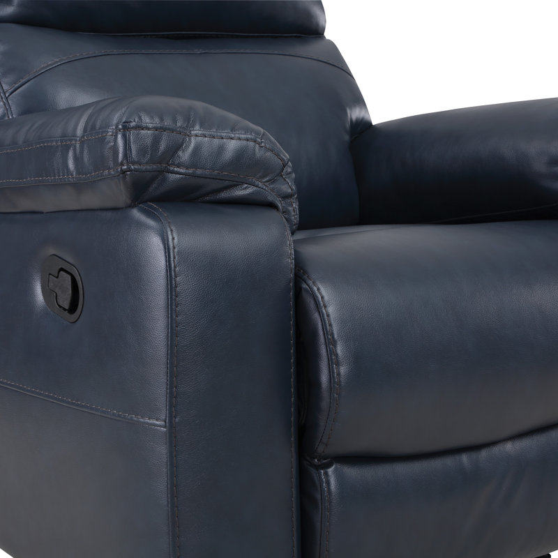 Bryson Faux Leather Recliner, Dark Navy