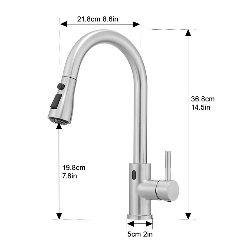 Hands-free Smart Activation Stainless Steel Faucet, Elegant Brushed Nickel Finish For Modern Kitchens