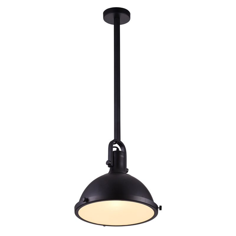 Luminaire suspendu industriel à 1 lumière de style campagnard, plafonnier en métal noir rustique de 12 pouces avec abat-jour en forme de dôme pour la cuisine, la salle à manger et le vestibule