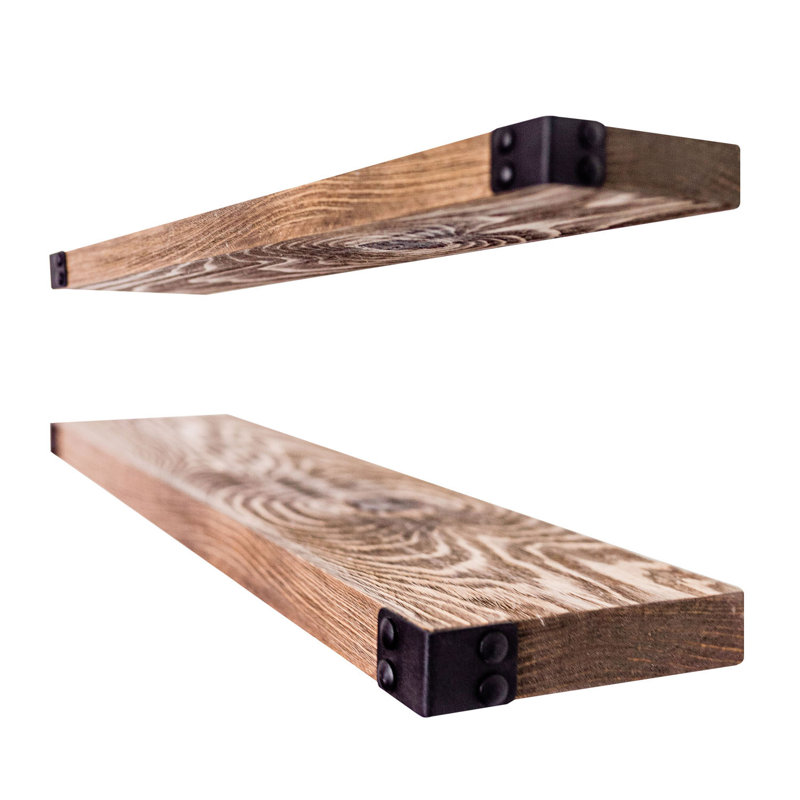 Tablettes en bois rustique avec détails en métal Willow & Grace Designs, noyer