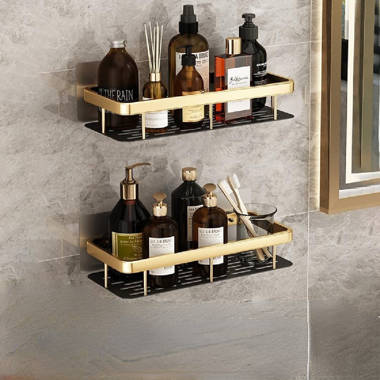 Rebrilliant Adhesive Mount Wall Corner Storage Rack Bathroom Shower Basket