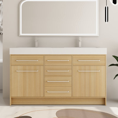 Odstone 60'' Double Bathroom Vanity Set with Resin Sink Top