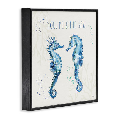 «You You Me and The Sea Quote Seahorse Blue Green Watercolor» par Anne Tavoletti - impression d'art graphique