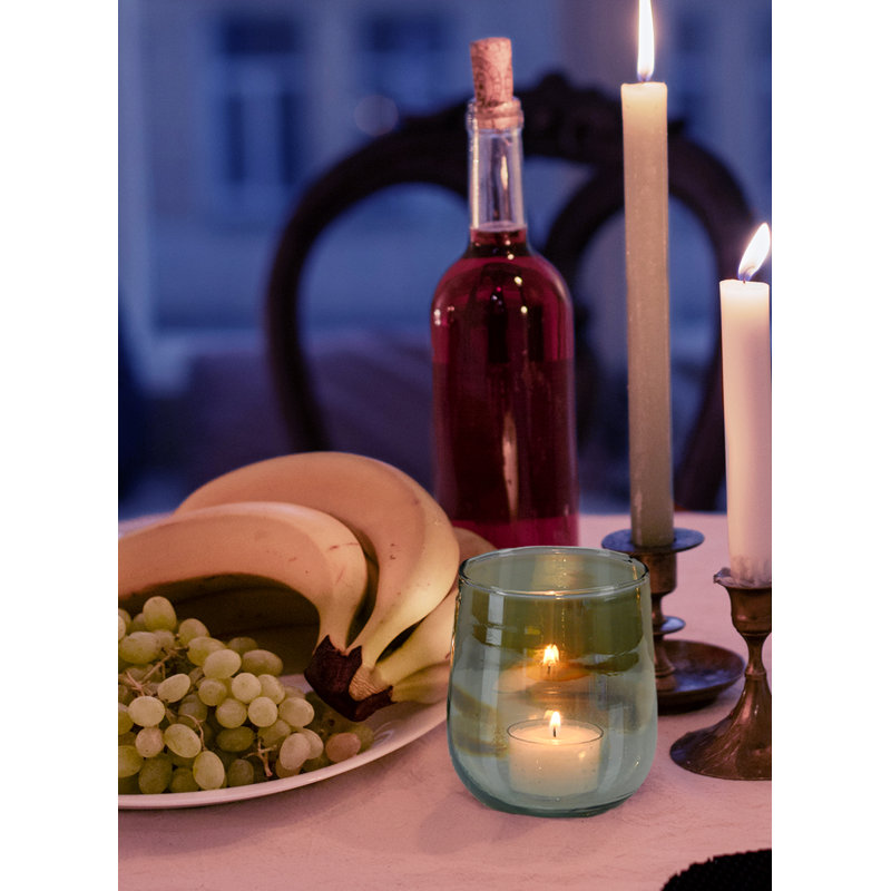 4.25'' H Glass Tabletop Tealight Holder, Green