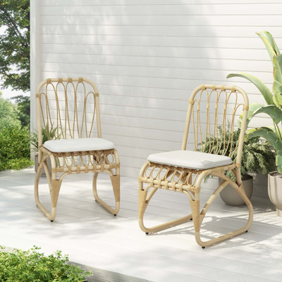 Ensemble de 2 chaises d'extérieur en osier avec coussins lavables PE