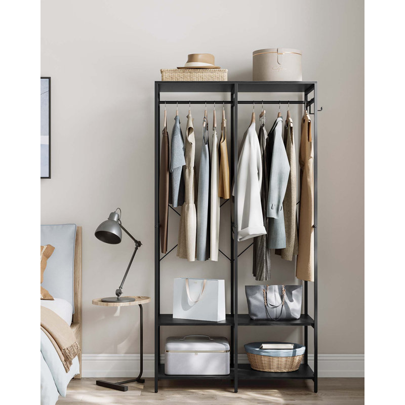 Alfonsina 95cm Industrial Pipe Clothing Rack, Ebony Black
