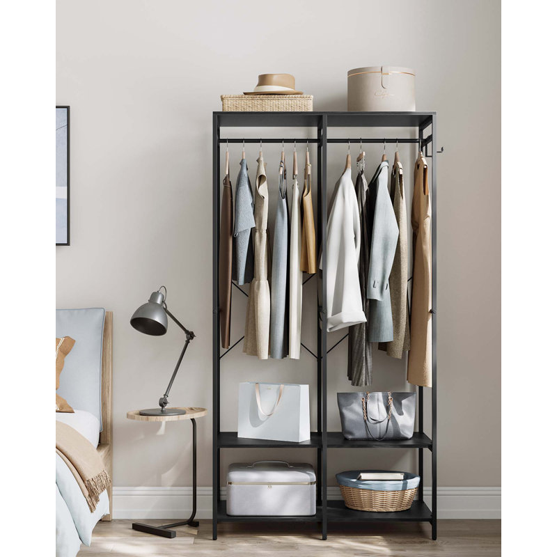 Alfonsina 95cm Industrial Pipe Clothing Rack, Rustic Brown