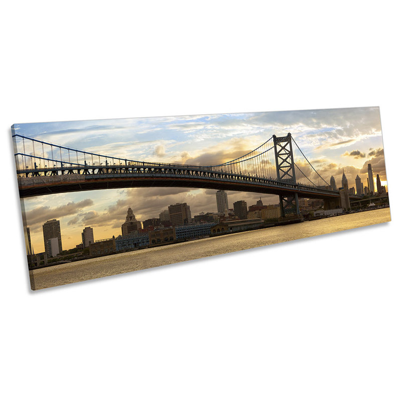 Ben Franklin Bridge Philadelphia - Wrapped Canvas Panoramic Print, 30.48cm H x 91.44cm W