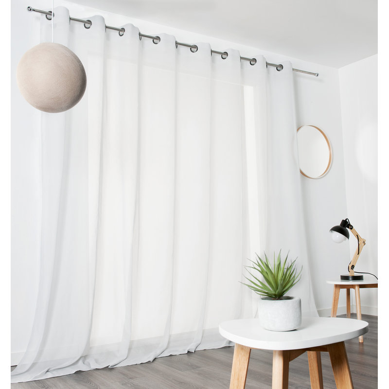 Garrens Voile De Coton Eyelet Sheer Single Curtain, White