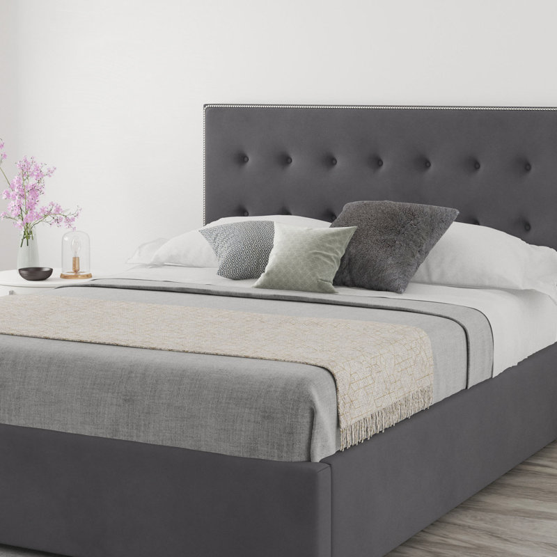 Wem Upholstered Headboard, Kingsize (5'), Velvet Steel