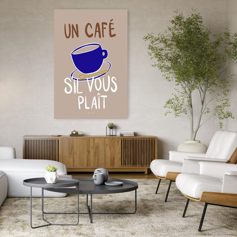 French Coffee Veuillez architecture, art mural, H 48 po x l 32 po