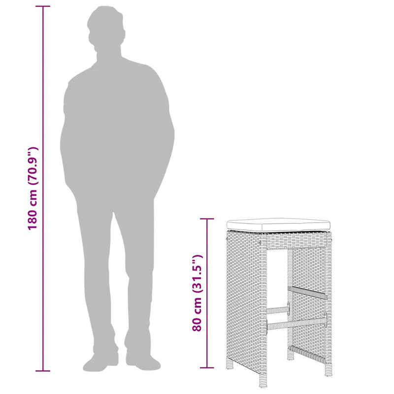  Ensemble de 6 tabourets de jardin Garden, Brun, Blanc
