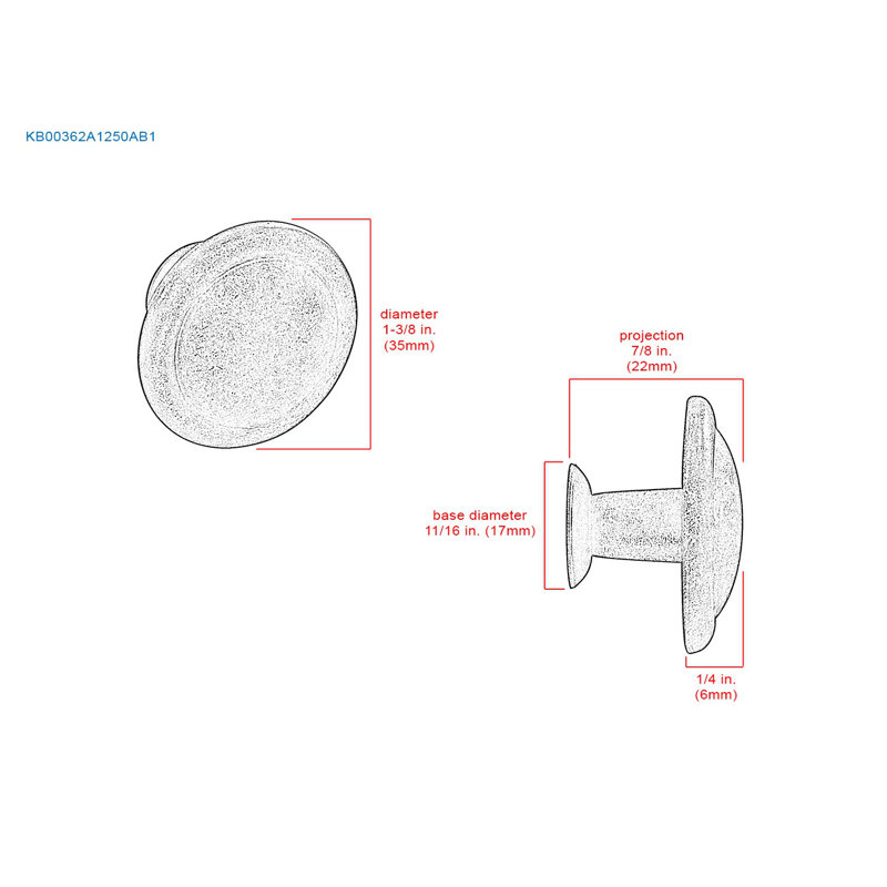 1 3/8" Diameter Round Knob