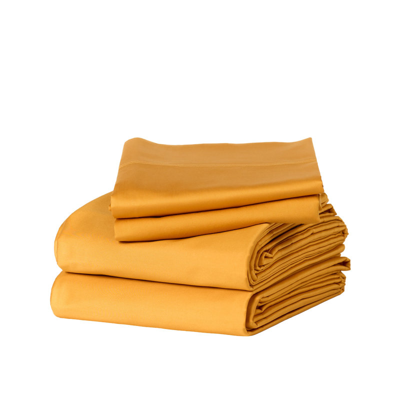 Ensemble de draps ambrés - 4 pièces - Taille standard, Lit double, Ambre