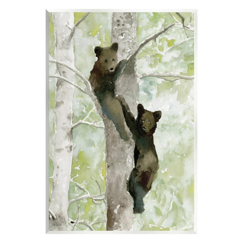 Bear Cubs Climbing Tree Nature - impression, H 15 po x l 10 po x P 0,5 po, Bois