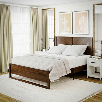 Archer 63.5" W x 84.5" D x 47" H Acacia Wood Veneer Queen Platform Bed Frame