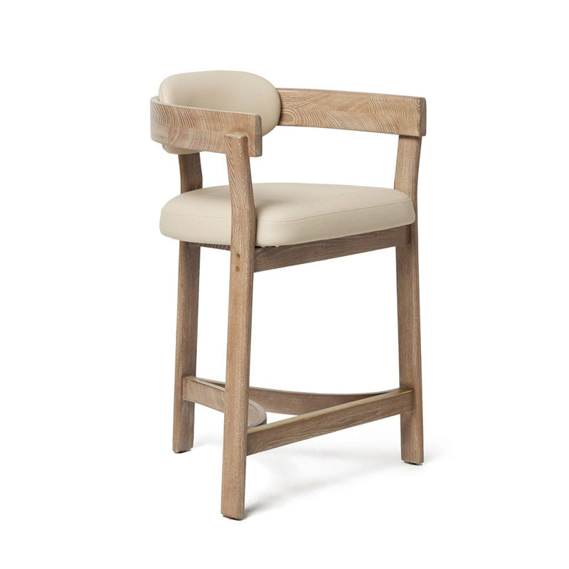 Tabouret de comptoir Granville, Siège crème / cadre brun