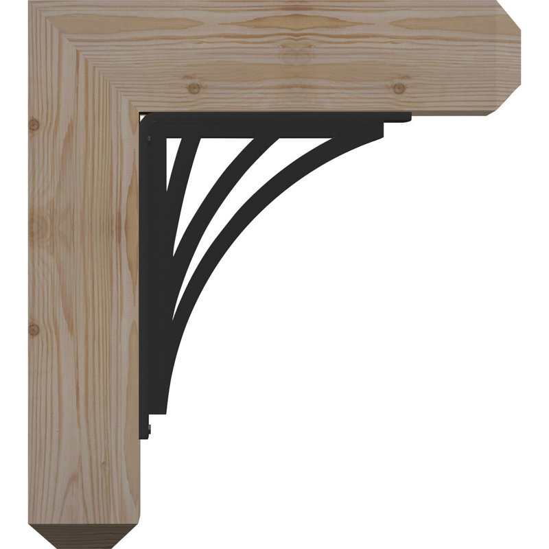 Nevio 4" Triple Brace Craftsman Ironcrest Bracket, 16"H x 13 1/2"D, 3 1/2"W x 4"T Douglas Fir (Smooth)