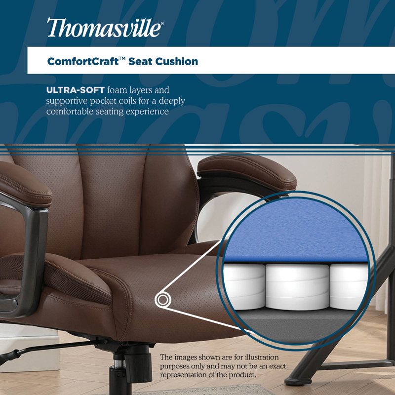 Adamstown® Danvers Big & Tall Office Chair, with Ergonomic High-Back and Contoured Lumbar Support, Vegan Leather, Brown