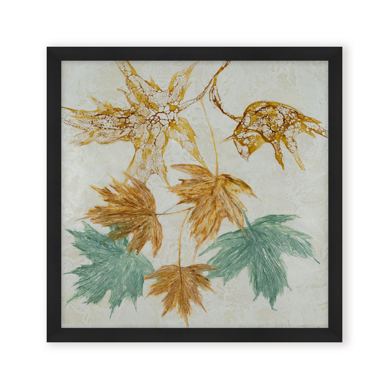 Nature Inspired "Lustrous Foliage" Canvas Wall Art By , 12" H x 12" W x 1.125" D, Framed Matted Print, Black