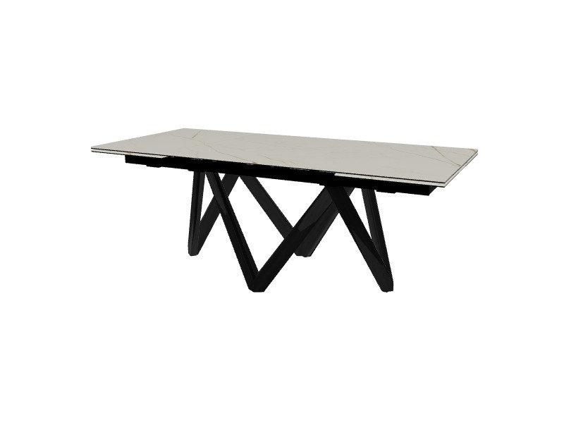 Cartesio Extendable Tables, Matt Black, Golden Statuary Marble, 29.63"H x 78.75"L x 39.38"W