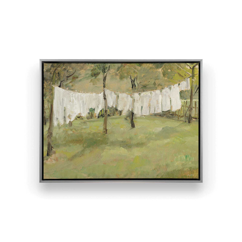 «Laundry Day I» par lettres et doublure imprimée à la machine, H 32 po x l 48 po x P 1,25 po, Argent argent