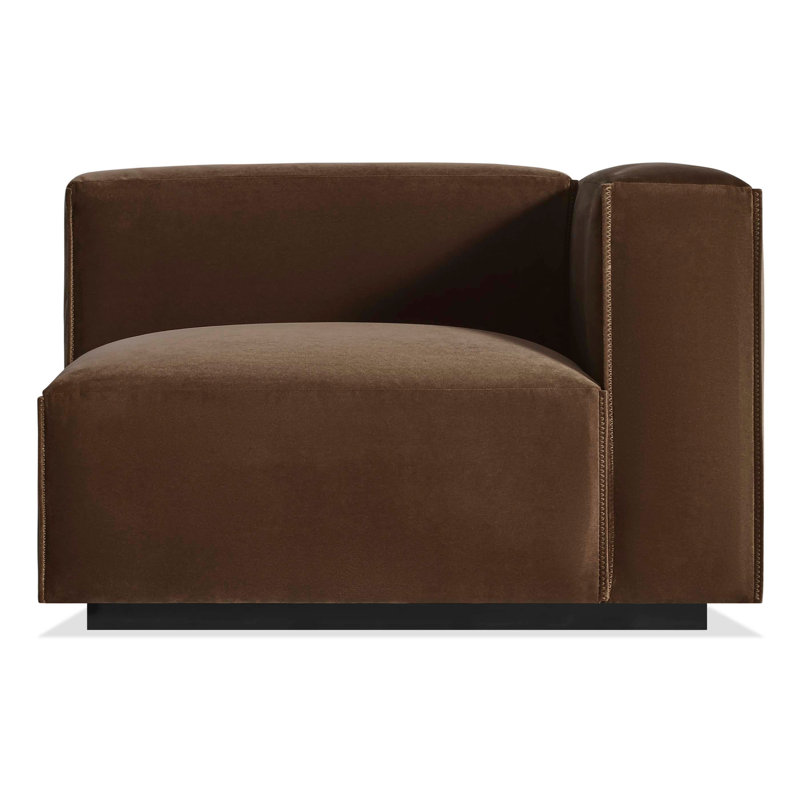 Cleon Chaise Lounge, Right Hand Facing, Coffee Velvet Polyester Blend