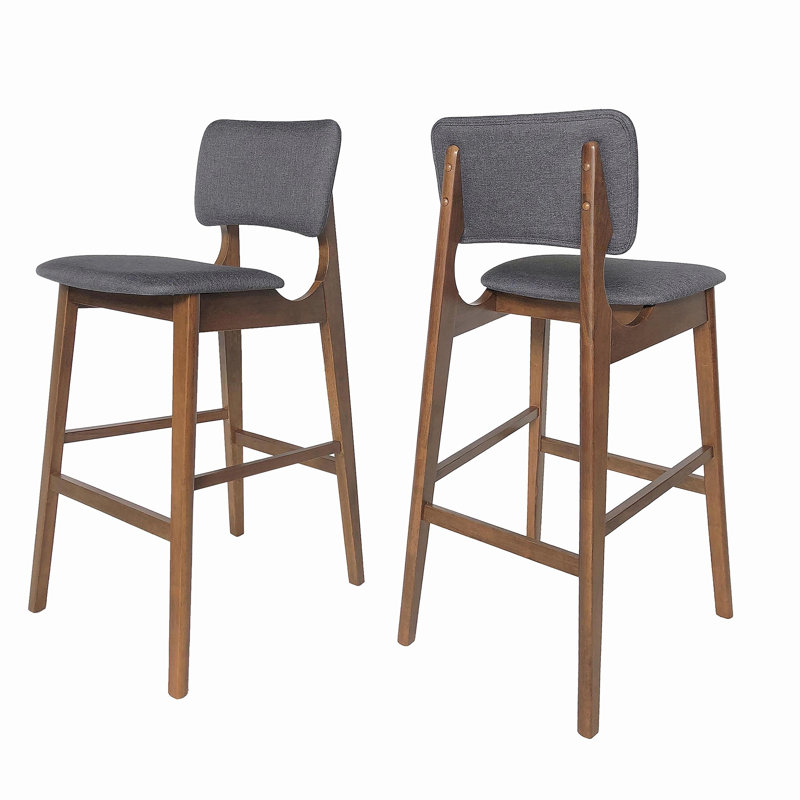 Ensemble de chaises de bar avec accoudoirs en tissu 2 pièces, convient pour la cuisine, la salle à manger, Gris foncé
