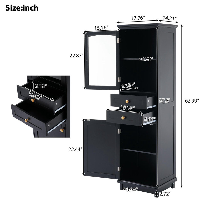 Armoire autoportante moderne, Noir