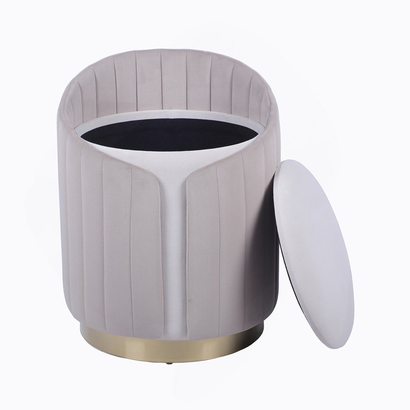 Repose-pieds deux tons avec rangement ou tabouret de coiffeuse, taupe