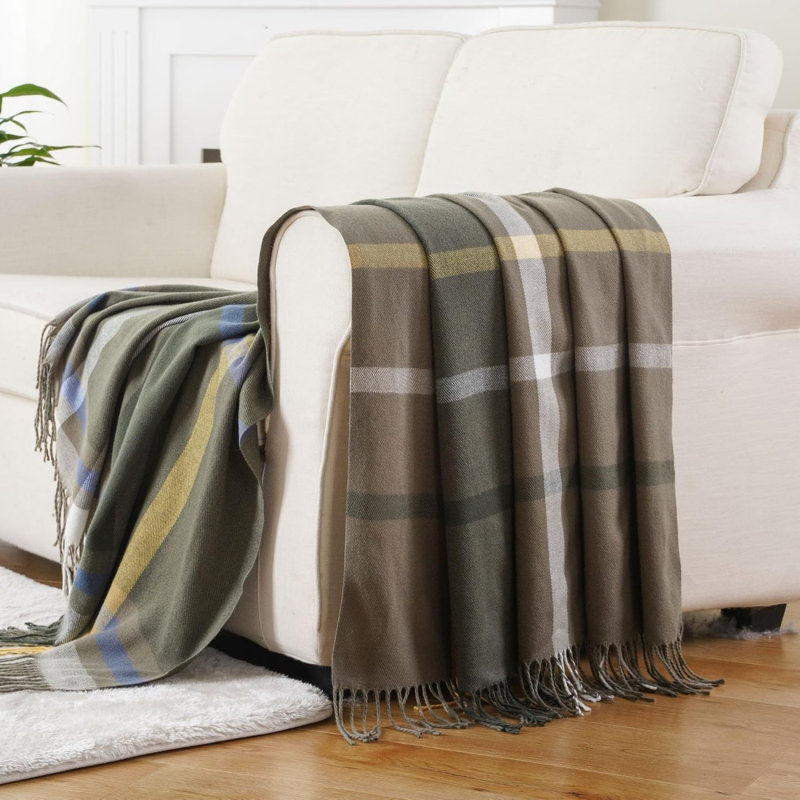 Olive Green Throw Blanket for Sofa, 127 x 152 cm Buffalo Checkered Blankets