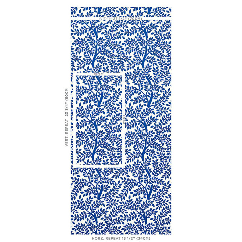 Papier peint Temple Garden Ii, Bleu