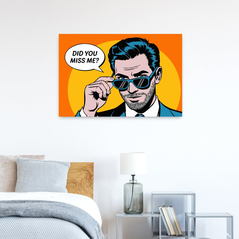 «Confident Pop Art Man», reproduction d'art murale rétro abstraite, 24" H x 36" W