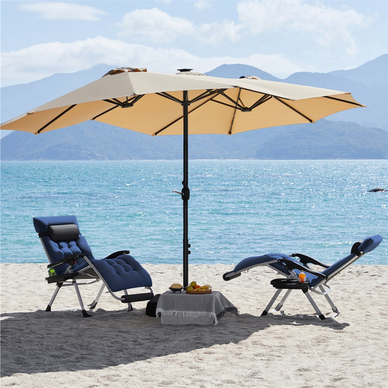 Méridienne pliable zéro gravité avec matelas et appui-tête Heanor, Marine, Blanc