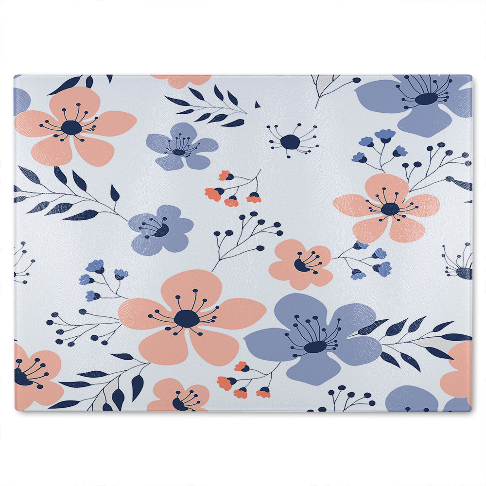 Flowers Glass Chopping Board