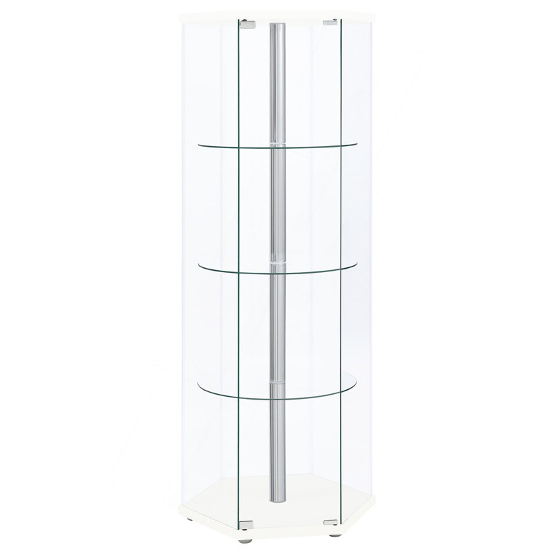 Vitrine hexagonale en verre transparent Tenley, Blanc