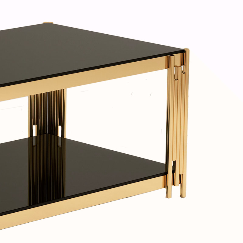 47 '' Rectangular Gold Glass Double-Layer Coffee Table